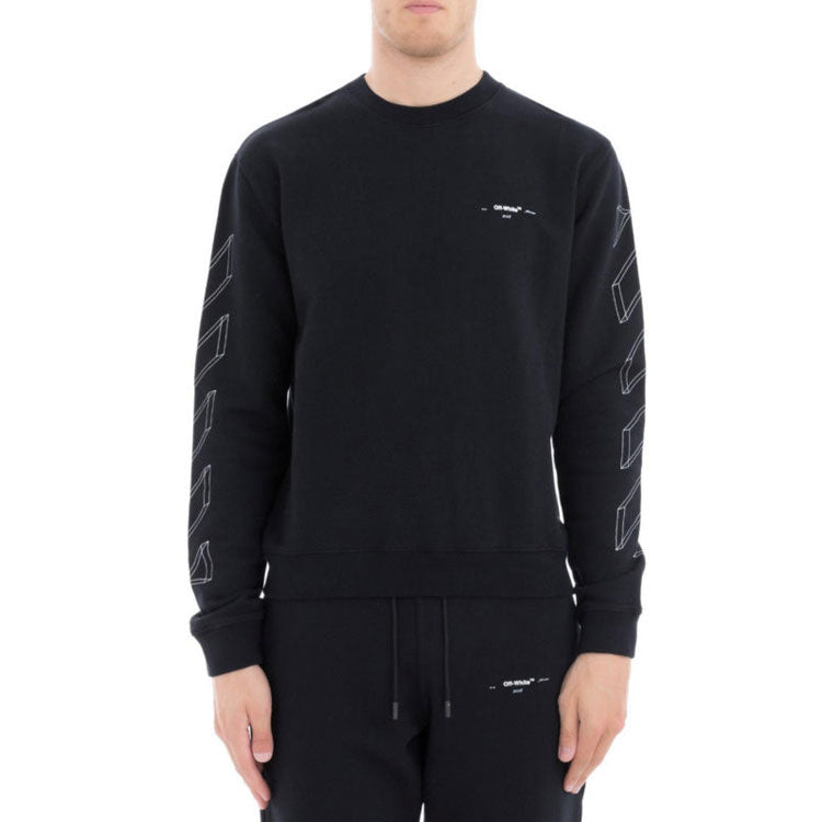 Off-White C O Virgil Abloh 3D Diag Lines Sweater 'Black White' OMBA025E181920021001