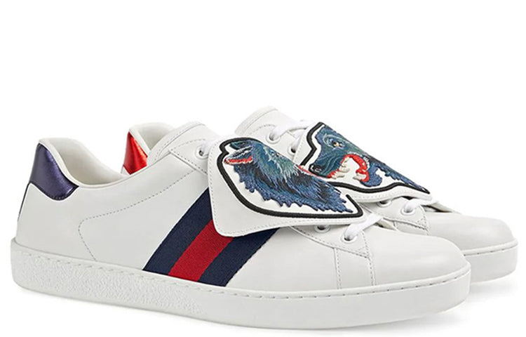 Gucci Ace Sneakers With Removable Wolf Patches 'White' 497130-0FI10-9060