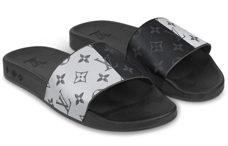 LOUIS VUITTON Waterfront Slides 'Black White Monogram' 1A419U