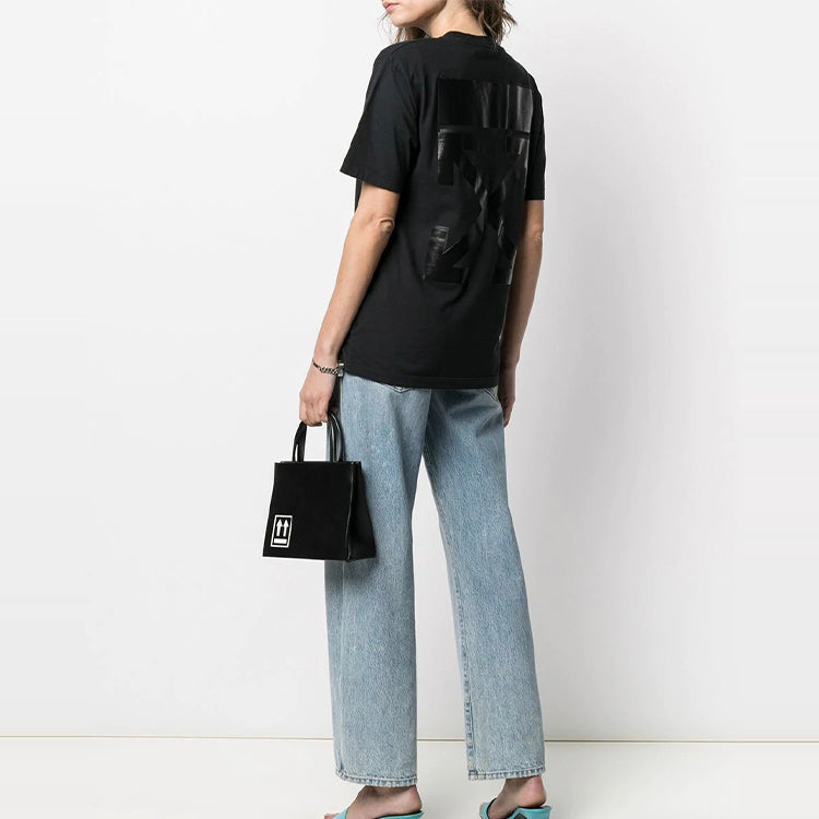 (WMNS) Off-White SS21 Logo Printing Cozy Round Neck Short Sleeve Black OWAA049R21JER0101010