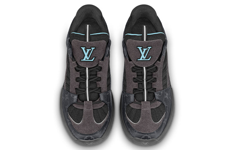 LOUIS VUITTON A View Sneakers 'Black Monogram with Blue' 1A9J6T