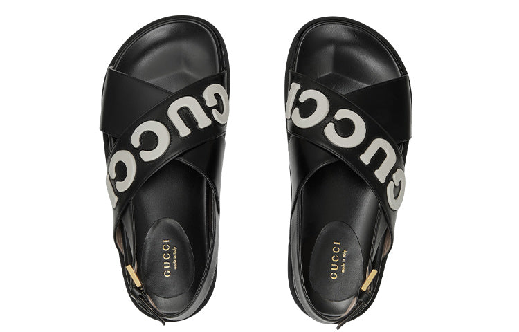(WMNS) Gucci Sandal with Logo Script 'Black White' 738691-AAB3J-1363