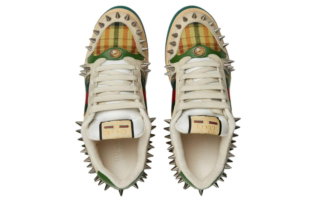 Gucci Screener GG Leather Sneakers 'Beige Metallic Silver Green' 722613-FAAYN-8556