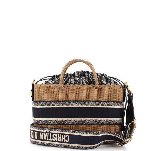 Christian Dior Basket Bag Wicker and Oblique Canvas Large