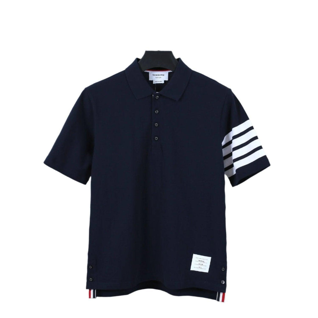 Thom Browne Navy Blue T-Shirt with Collar