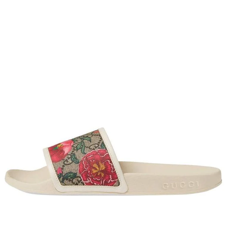 WMNS) Gucci GG Slide 'Flora Print - Beige