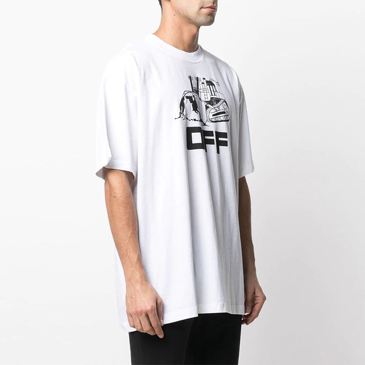 Off-White SS21 Mona Lisa Rubber Strap Printing Pullover Short Sleeve White OMAA038R21JER0110110