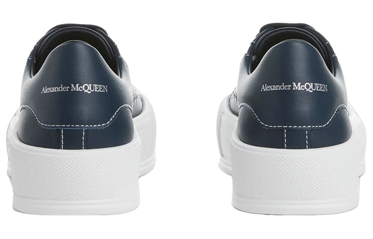 (WMNS) Alexander McQueen Deck Plimsoll Lace-Up Leather Sneakers 'Navy' 667245WIABK4472