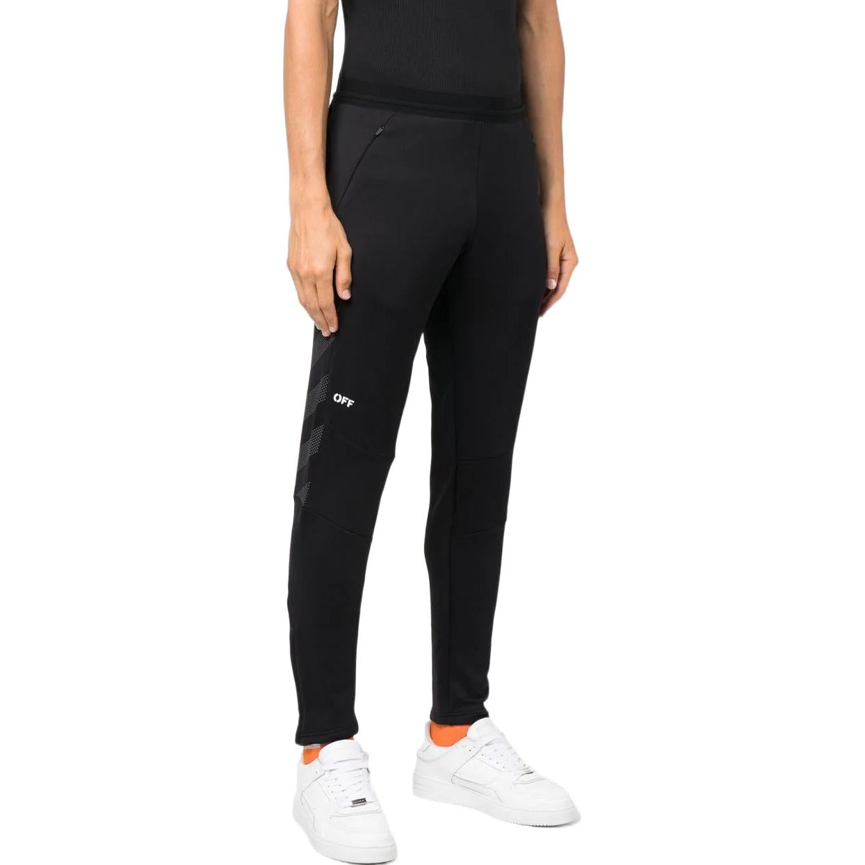 Men's Off-White SS22 Solid Color Logo Printing Straight Sports Pants/Trousers/Joggers Black OMVG020C99FAB0011001