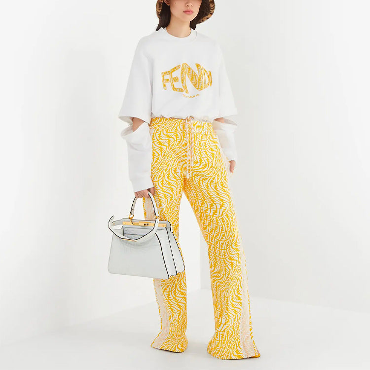 (WMNS) FENDI FW21 Detachable sleeve Round Neck Sports Short Hoodie White FS7461AG7CF0ZNM