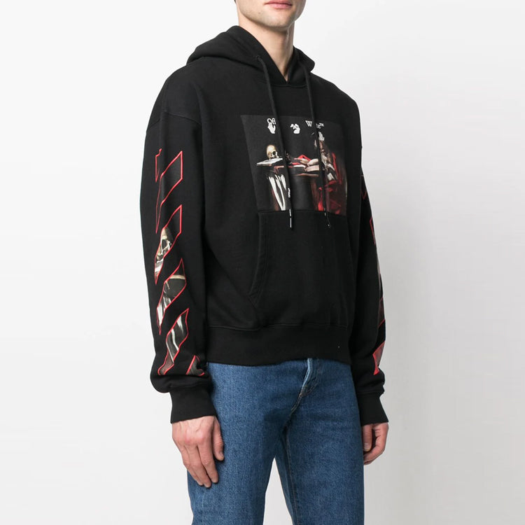 Off-White SS21 Caravaggio Printing Hoodie 'Black Red' OMBB037R21FLE0021025