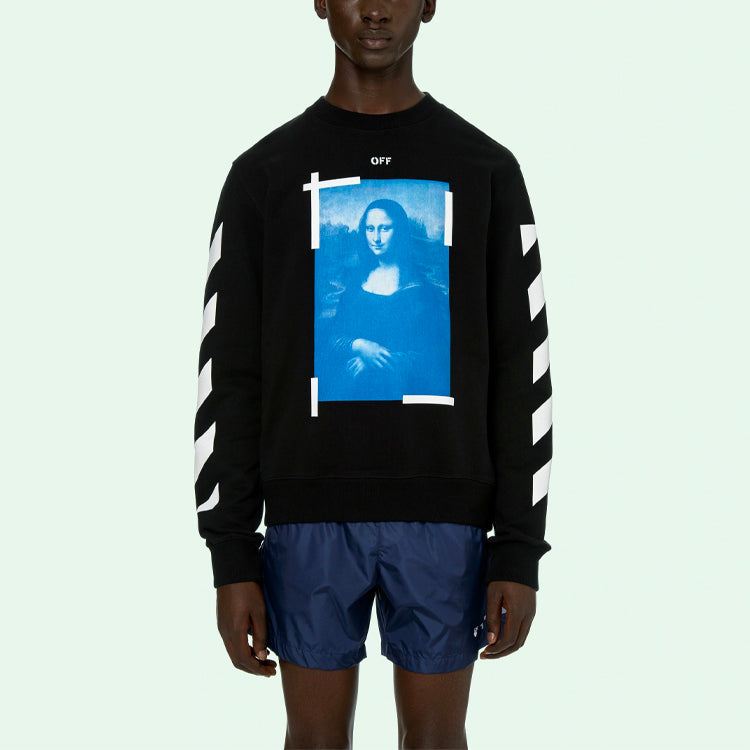 Off-White SS21 Printing Pattern Round Neck Black OMBA025R21FLE0031001