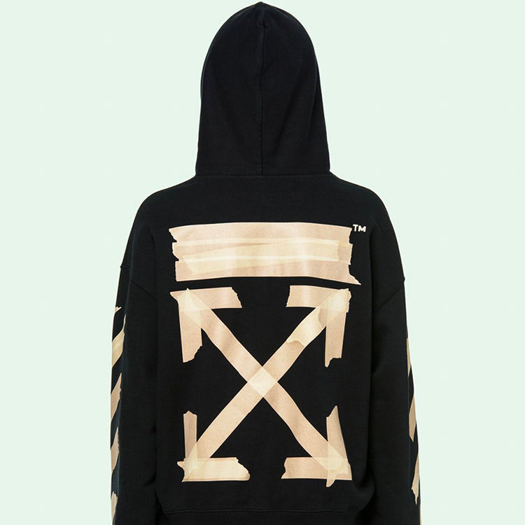 Off-White Tape Arrows Over Hoodie 'Black/Beige' OMBB037R20E300021048