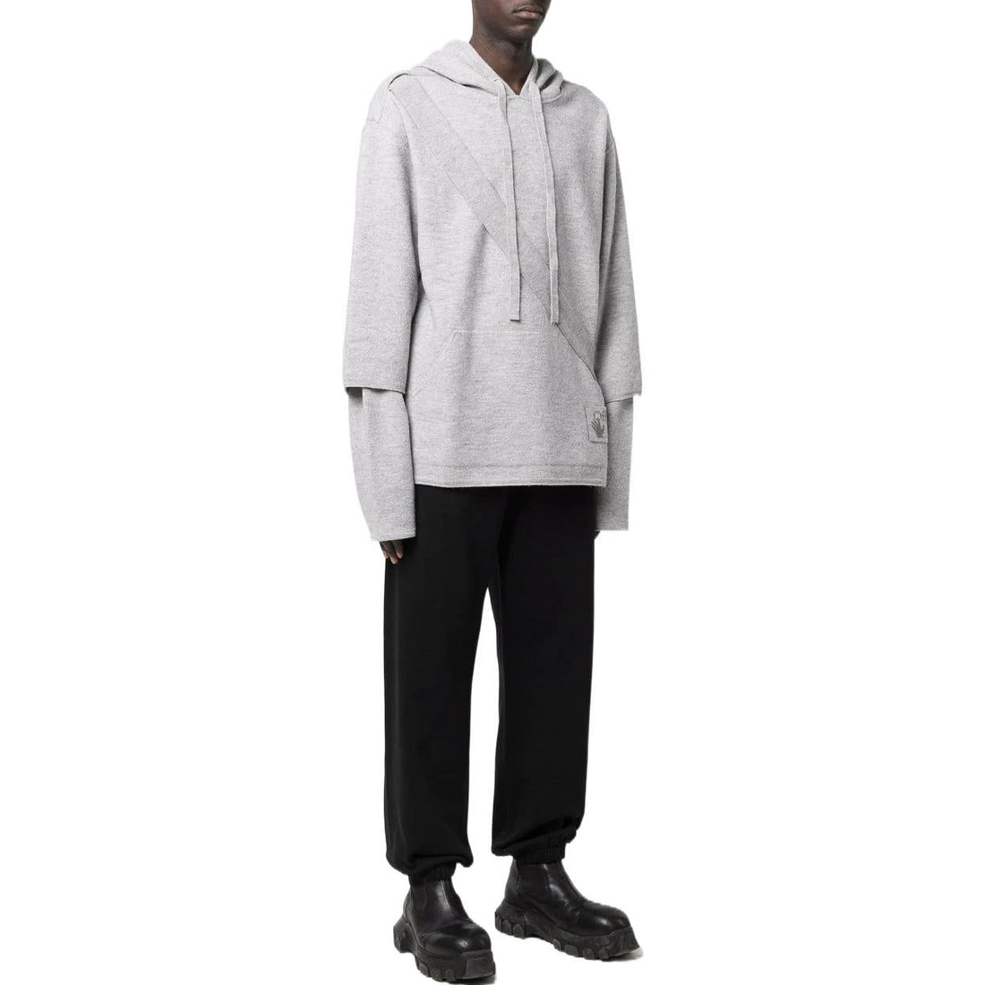 Men's Off-White SS22 Solid Color Cozy Drawstring Hooded Long Sleeves Gray OMHA138S22KNI0010606