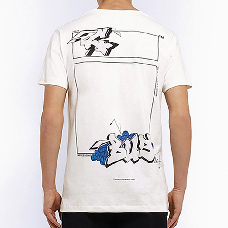 Off-White Graffiti Printing Short Sleeve White OMAA027R191850060288