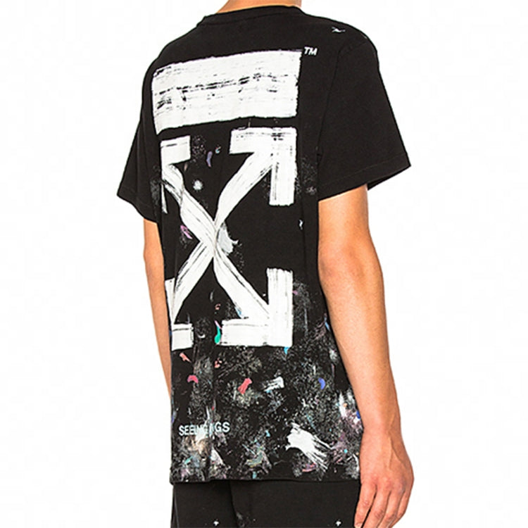 Off-White Splash Ink Short Sleeve Loose Unisex Black OMAA002F176200179901