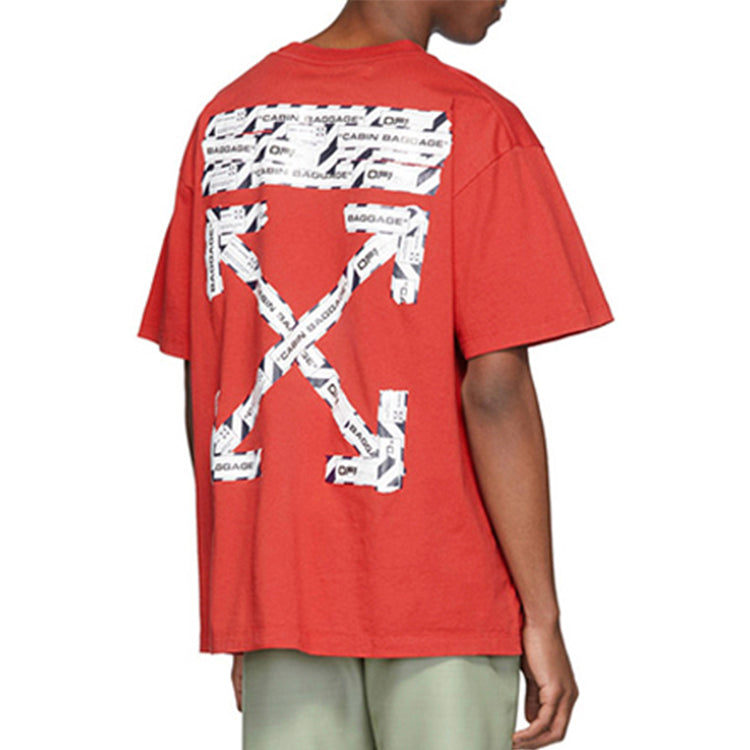Off-White SS20 Airport Tape Print T-Shirt 'Red' OMAA038S201850032088