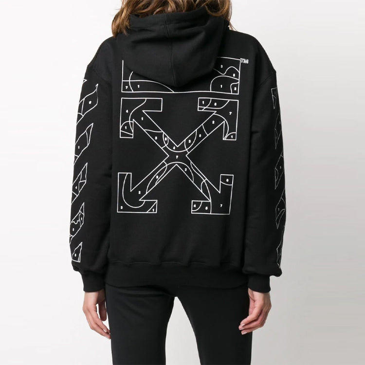 (WMNS) Off-White Pattern Printing Hoodie Loose Fit Black OWBB032S20FLE0031001