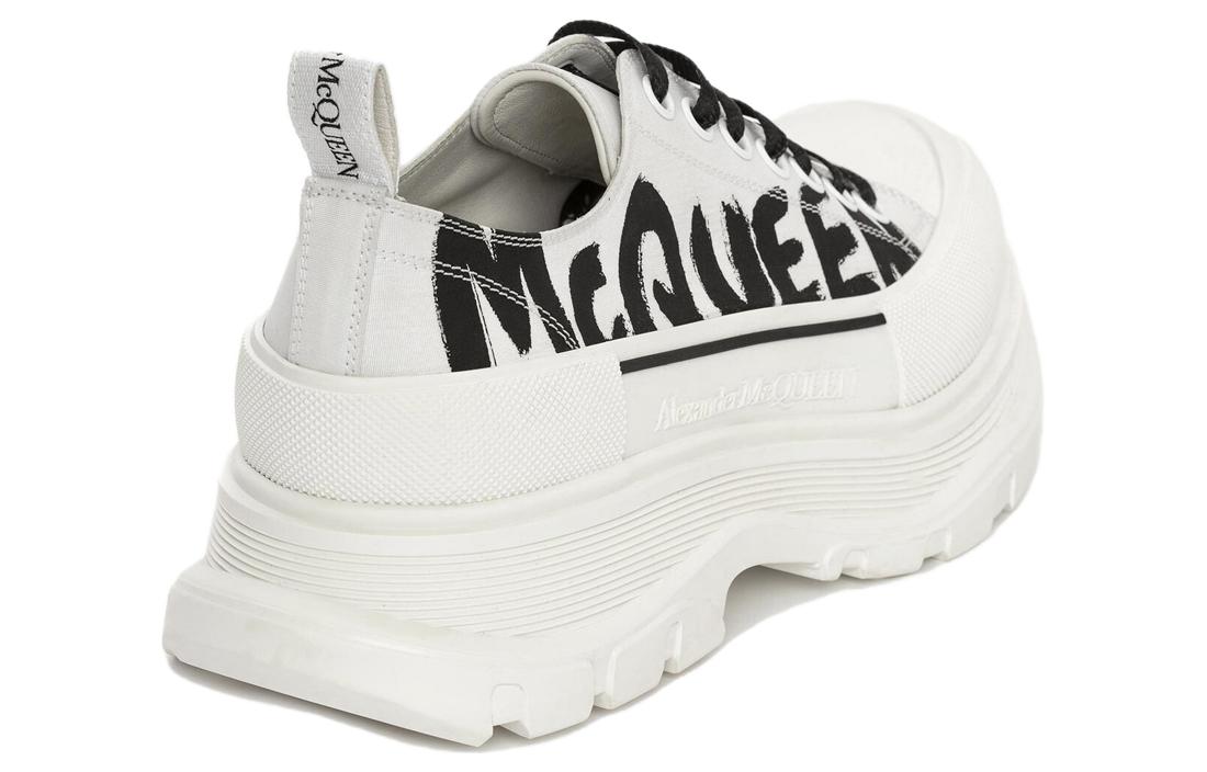 Alexander McQueen Tread Slick Low Lace Up Canvas Graffiti 'White Black' 682423WIABD9488