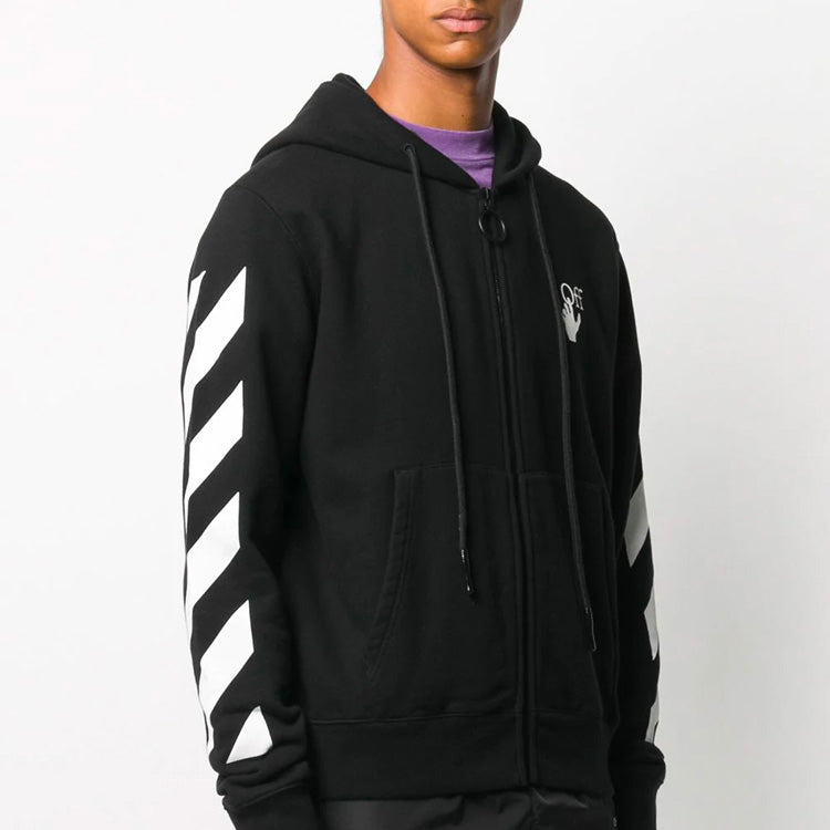 Off-White Hands Arrow Hooded Coat Men's Black OMBE001F20FLE0071001