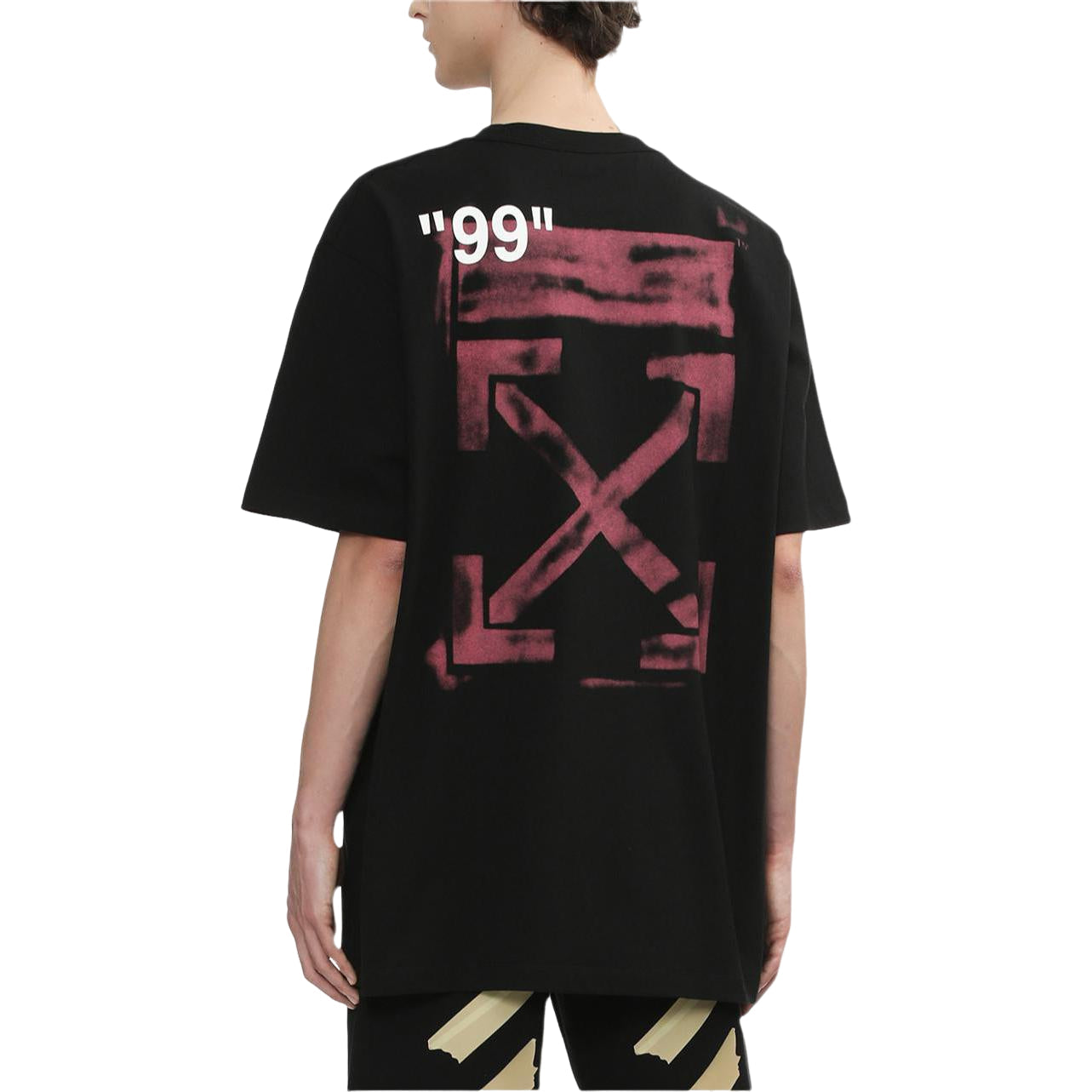 Men's Off-White Arrow Pattern Short Sleeve Loose Fit Black T-Shirt OMAA038R191850151028