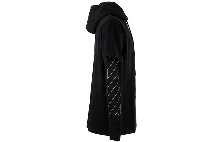 Off-White Stripe Logo Printing Sleeve Loose Fit Black OMBB051F20FLE0011001