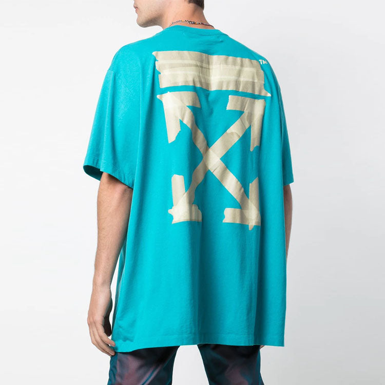 Off-White SS20 Diagonal Arrows Tape T-Shirt 'Blue' OMAA038R201850023948