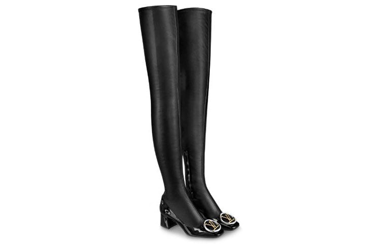 (WMNS) LOUIS VUITTON Madeleine High Top Logo Boots 'Black' 1A5LSV
