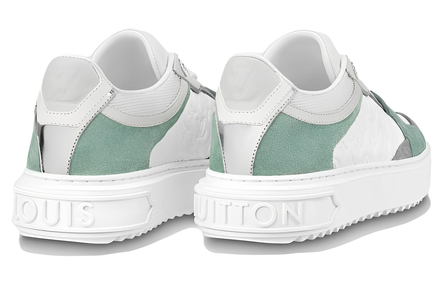 (WMNS) LOUIS VUITTON Time Out Sneakers 'White Mini Monogram with Green Grey' 1ABUTD