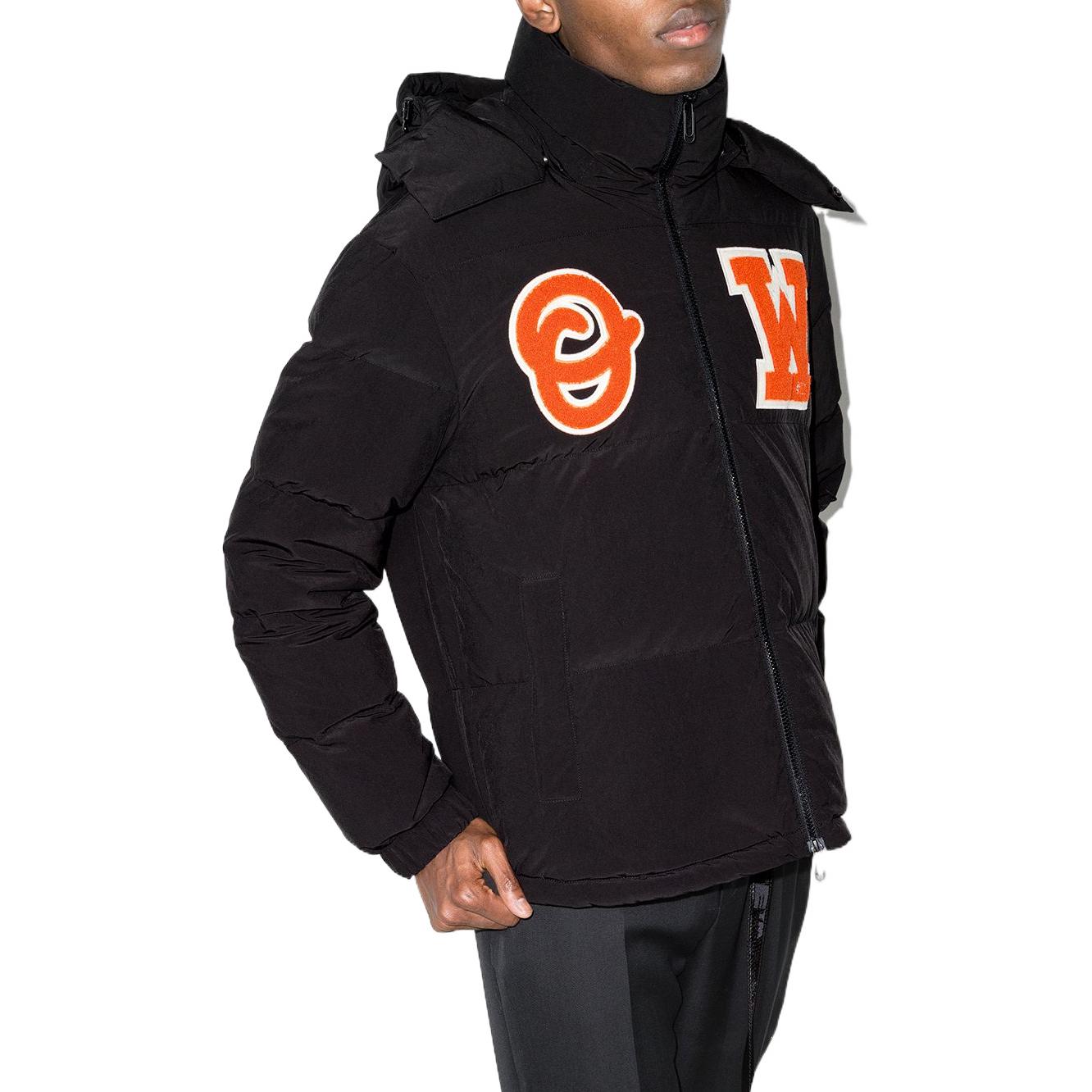 Men's Off-White FW22 Alphabet Zipper Hooded With Down Feather Jacket Black OMED040C99FAB0011020