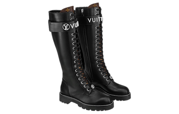 (WMNS) LOUIS VUITTON Territory Flat High Ranger Boots 'Black' 1A9H1K