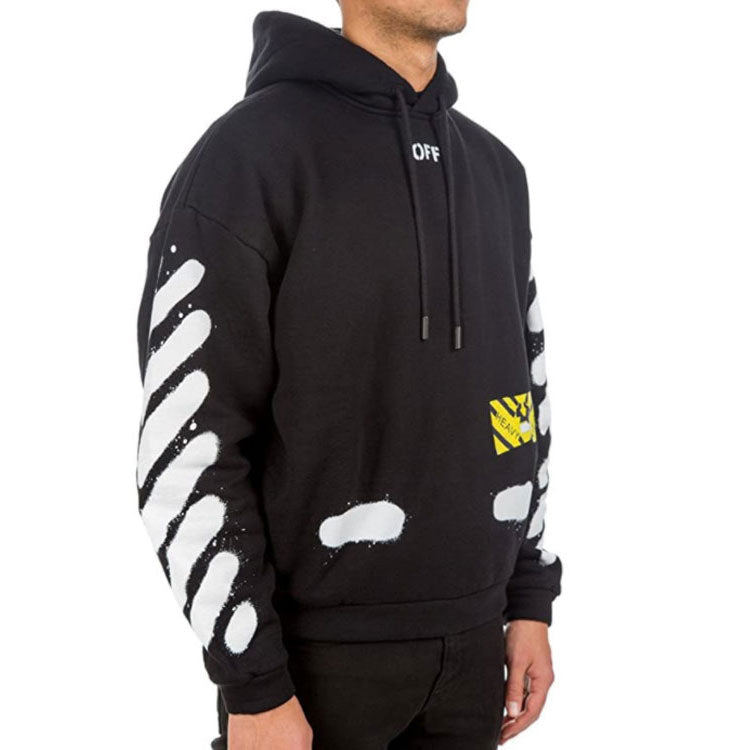 Men's Off-White Splash Ink Graffiti Stripe Black OMBB009G20FLE0021001