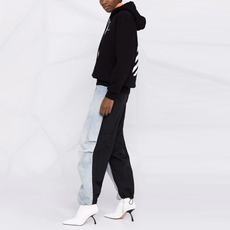 (WMNS) Off-White Diag Regular Hoodie 'Black White' OWBB032C99JER0011001