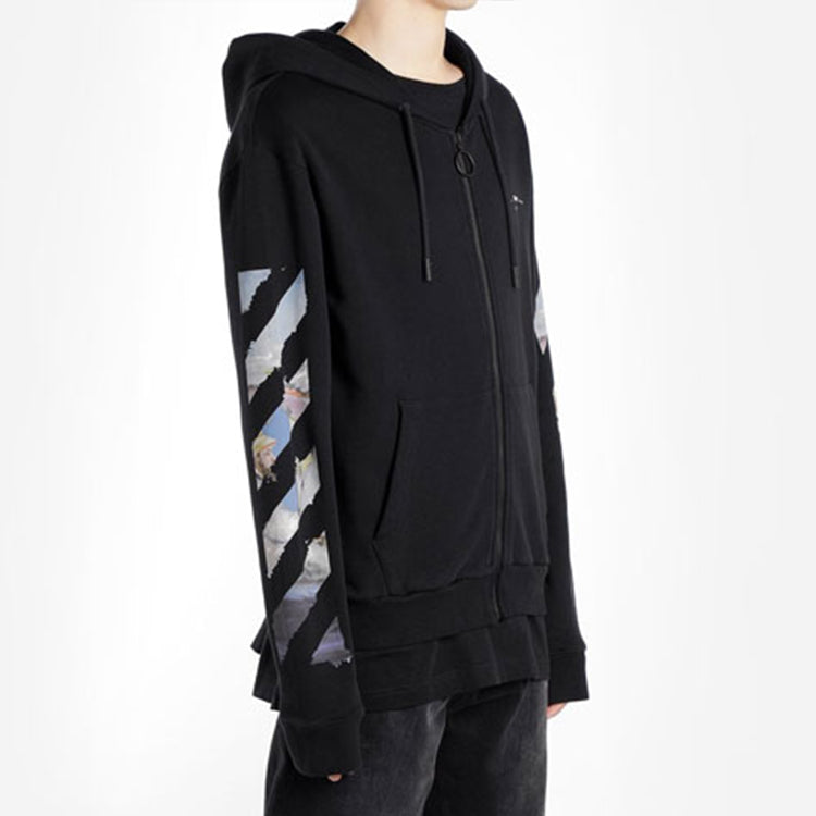Off-White diagonal arrow print zipped cotton OMBE001R190030121088