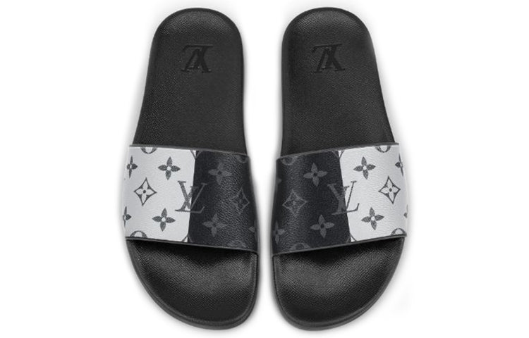 LOUIS VUITTON Waterfront Slides 'Black White Monogram' 1A419U