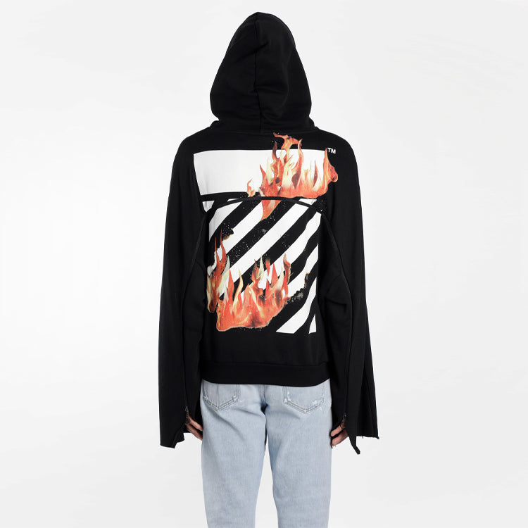 Men's Off-White Flame Printing Black OMBB025S181920781088
