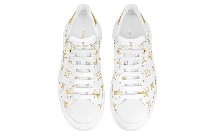 (WMNS) LOUIS VUITTON Time Out Sneakers 'White with Gold Monogram' 1A8TAA
