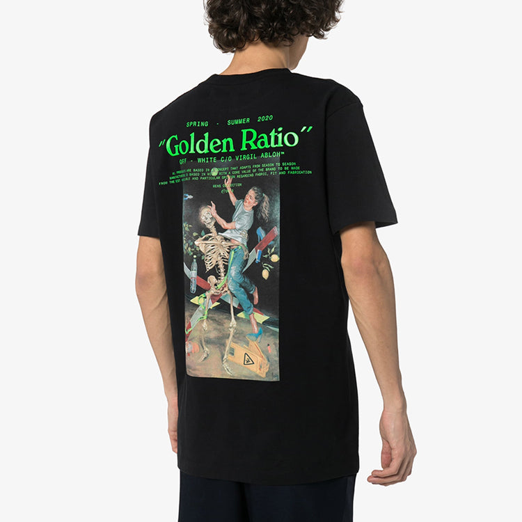 Off-White Skeleton Character Printing Short Sleeve Ordinary Version Black OMAA027R201850141088