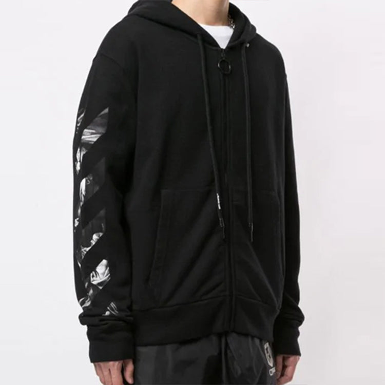 Off-White Caravaggio Square Slim Zip Hoodie 'Black/Multicolor' OMBE001S20E300051088