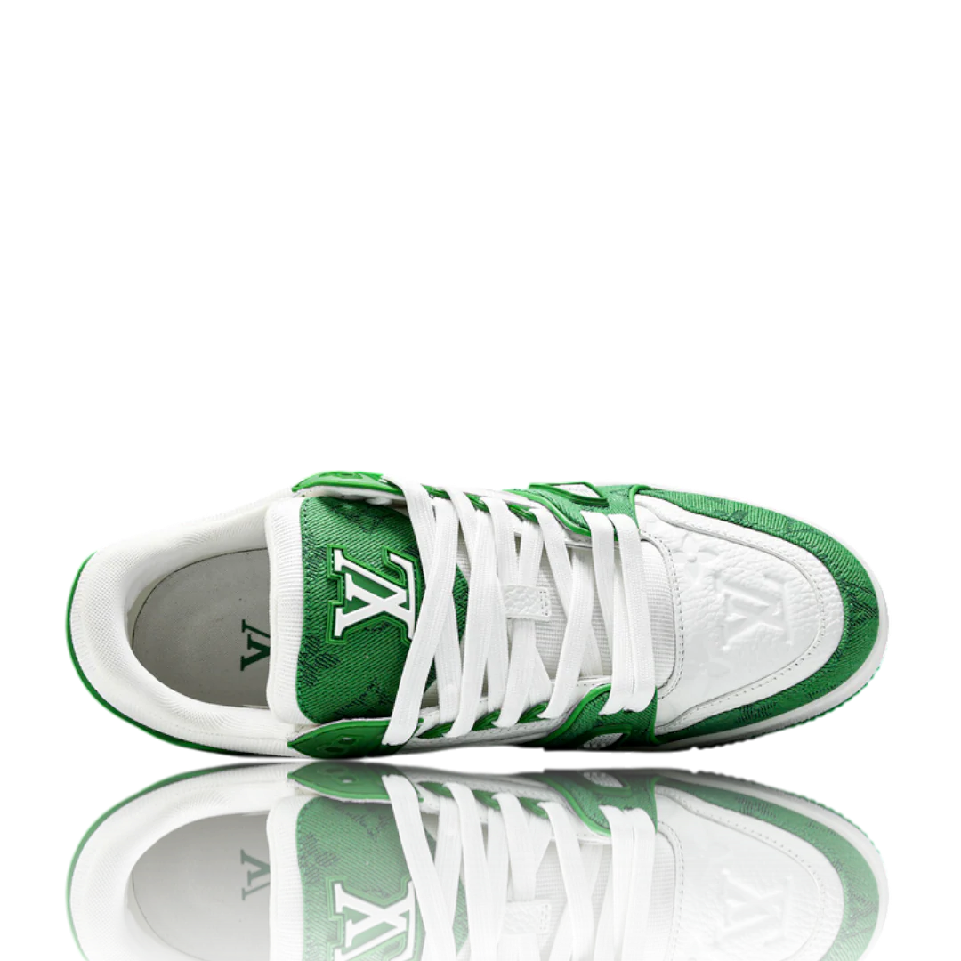 LOUIS VUITTОП TRAINER LOW 'MONOGRAM DENIM WHITE GREEN'
