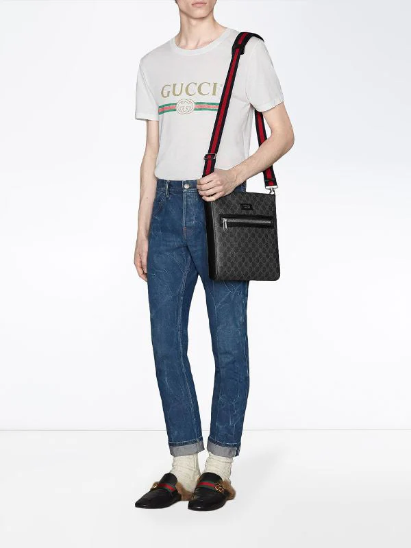 GUCCI - BLACK GG MESSENGER BAG