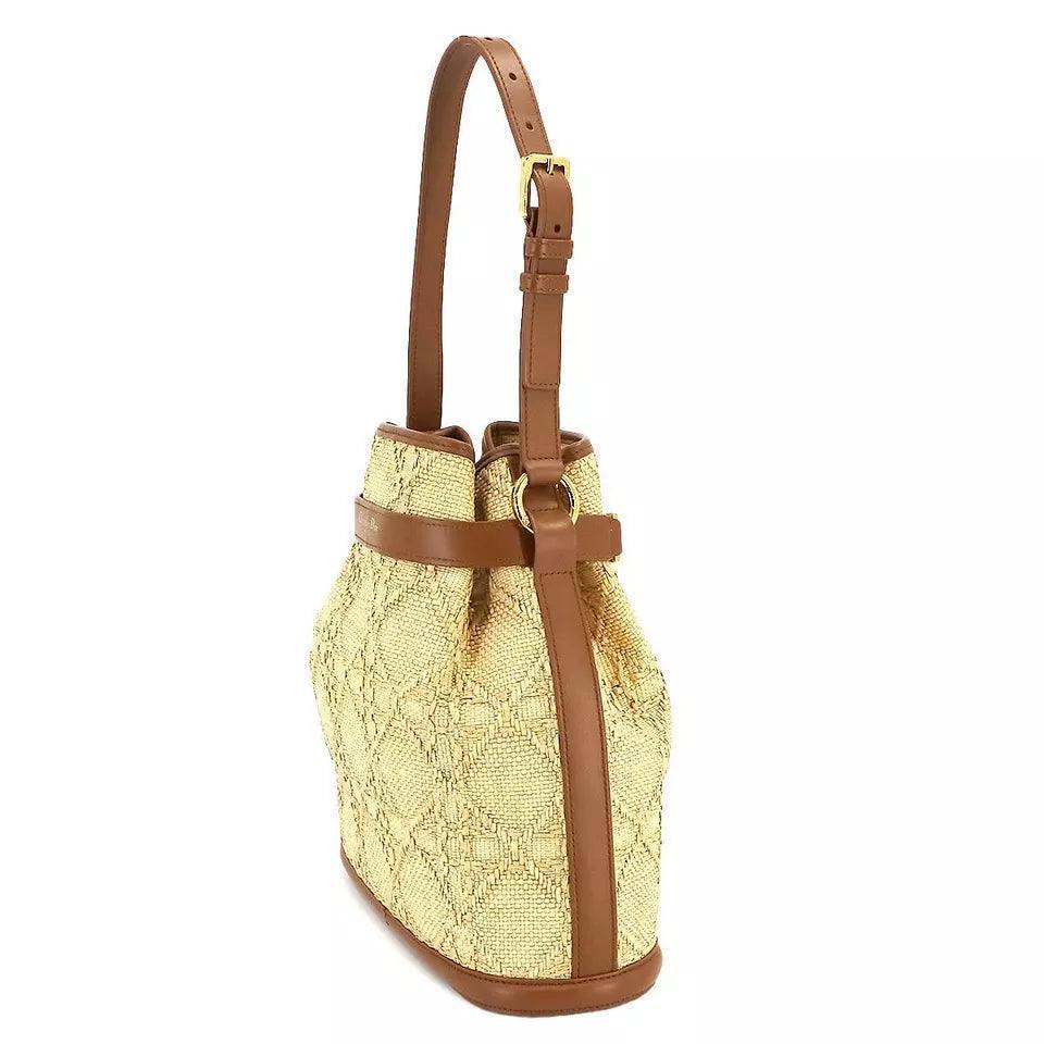 Chiristian Dior C'est Dior Bag Medium Hand Shoulder Bag Raffia Natural