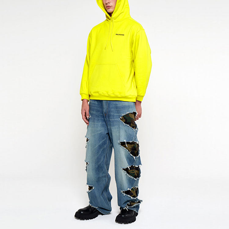 Balenciaga Medium Fit Logo Hoodie 'Yellow' 600583TIV847440
