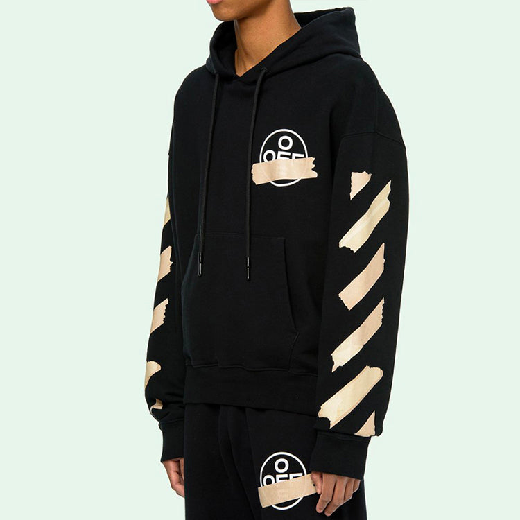 Off-White Tape Arrows Over Hoodie 'Black/Beige' OMBB037R20E300021048