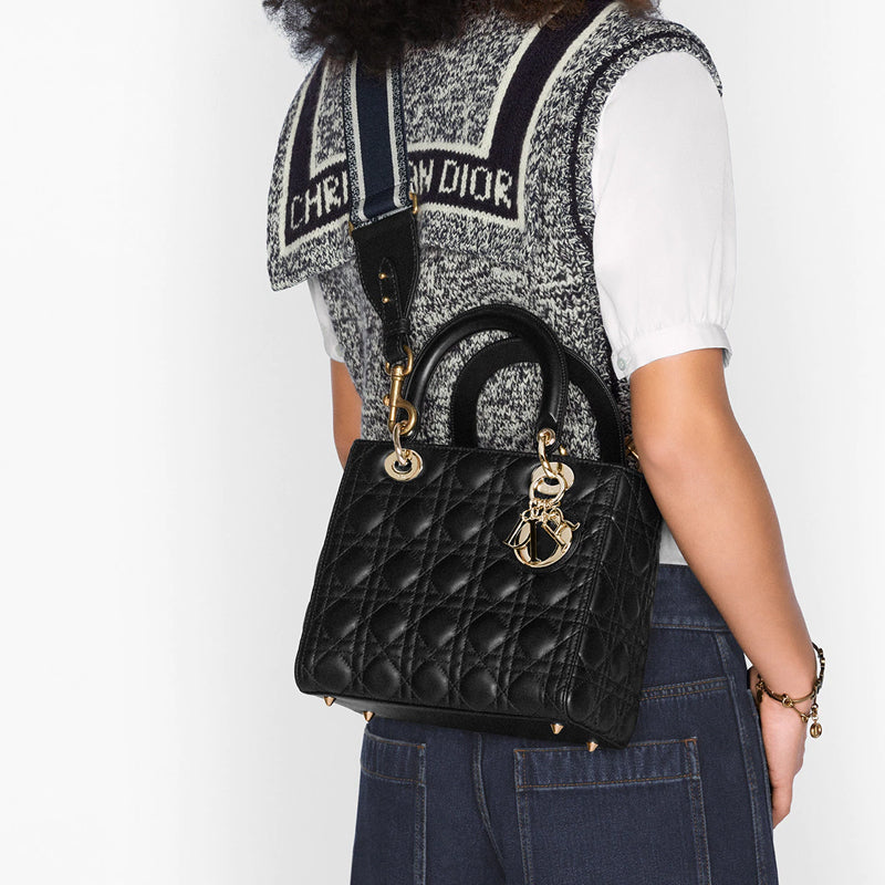 (WMNS) DIOR Lady Dior Bag Medium 'Cannage Lambskin Black' M0565ONGE-M900