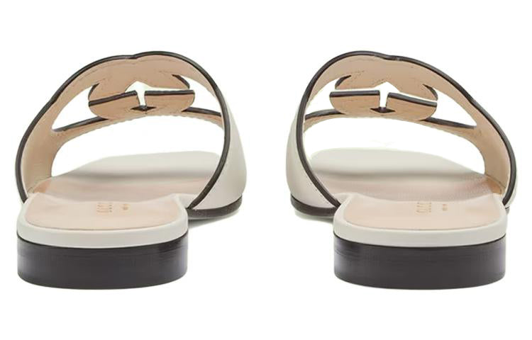 (WMNS) Gucci Interlocking G cut-out slide sandal 'White Leather' 694451-US000-9022