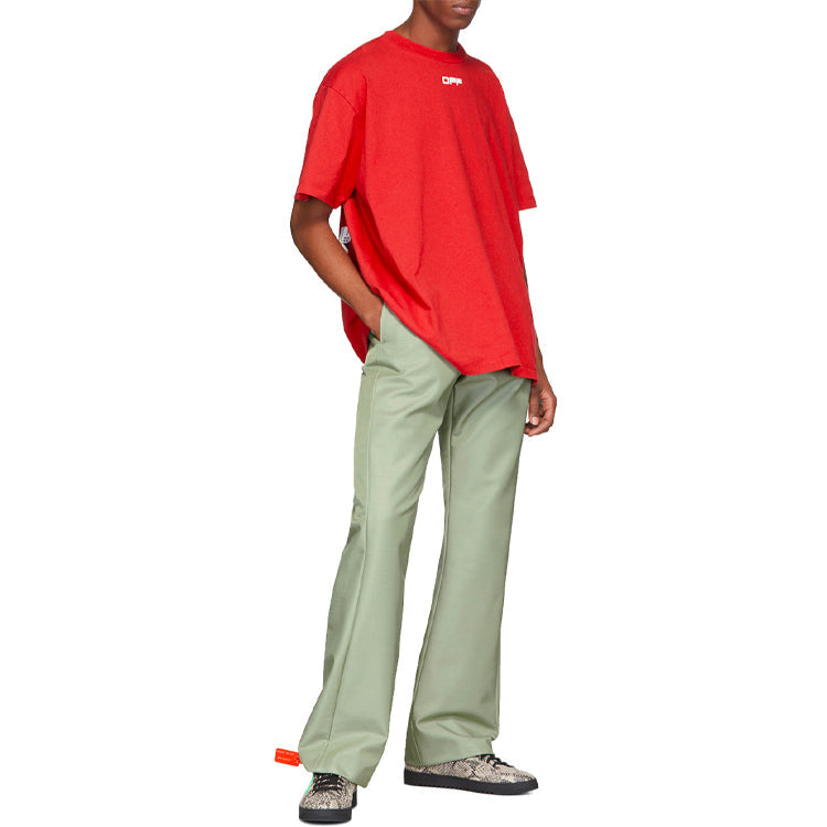 Off-White SS20 Airport Tape Print T-Shirt 'Red' OMAA038S201850032088