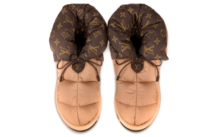 (WMNS) LOUIS VUITTON Pillow Comfort Ankle Boots 'Beige with Brown Monogram Collar' 1A8T4E