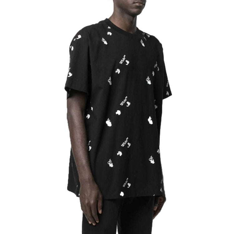 Off-White Logo Printing Short Sleeve Loose Fit Black OMAA038R21JER0101001