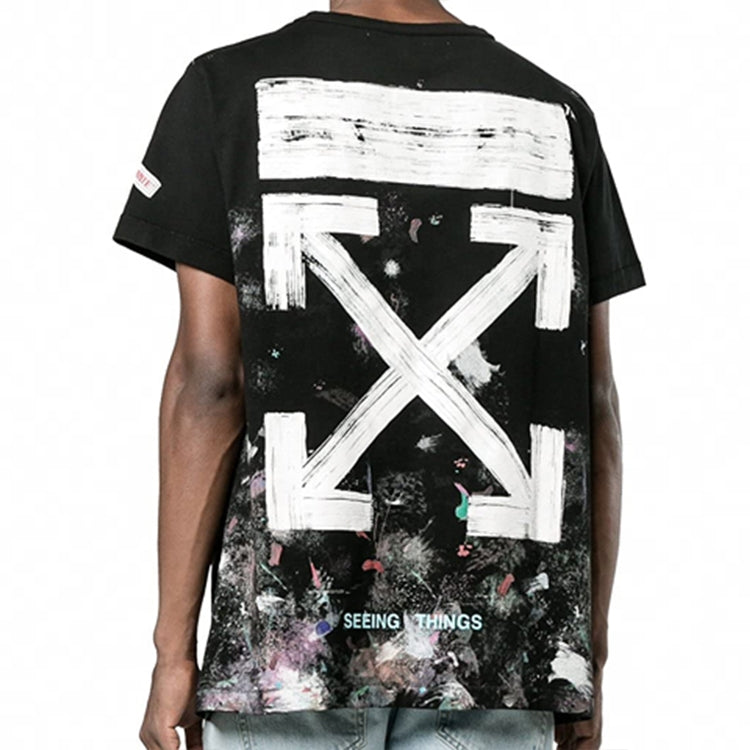 Off-White Splash Ink Short Sleeve Loose Unisex Black OMAA002F176200179901